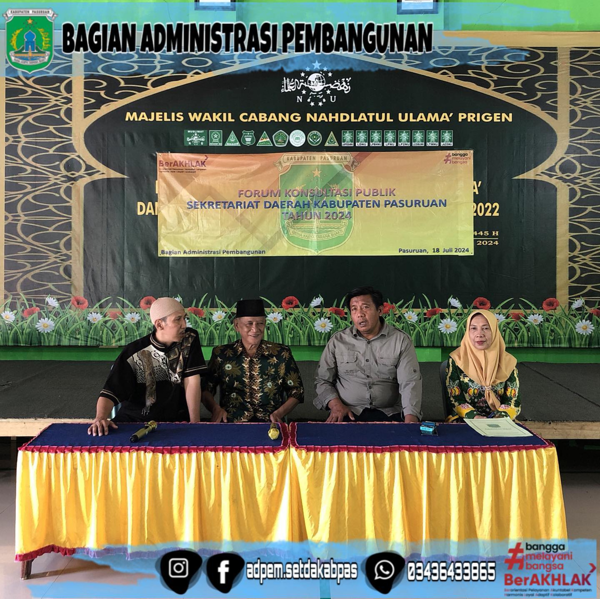 Forum Konsultasi Publik Sekretariat Daerah Kabupaten Pasuruan Tahun 2024 Kecamatan Prigen